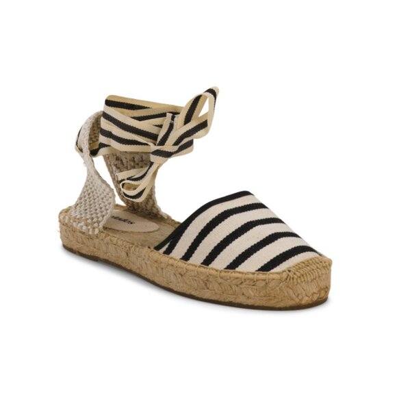 SOLUDOS Natural/black The Lauren Lace Up Espadrilles - Picture 1 of 2